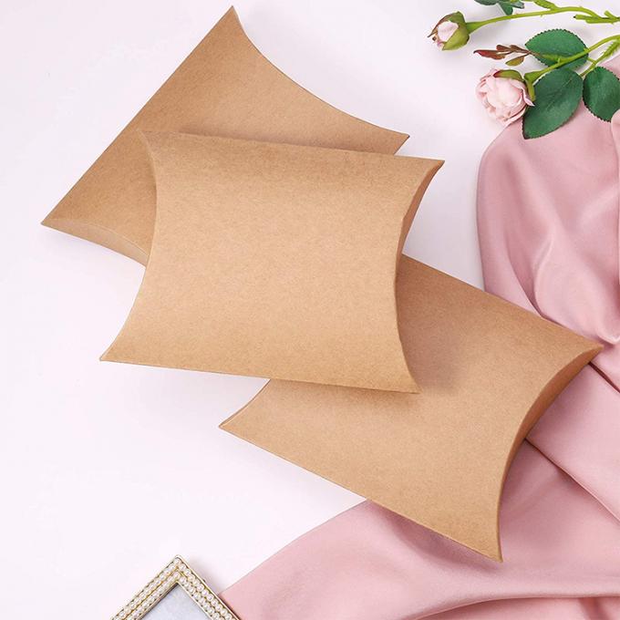 لوگو سفارشی سنگینی Kraft بالش شکل جعبه کاغذ شیرینی برای حل ذخیره شیرینی 11