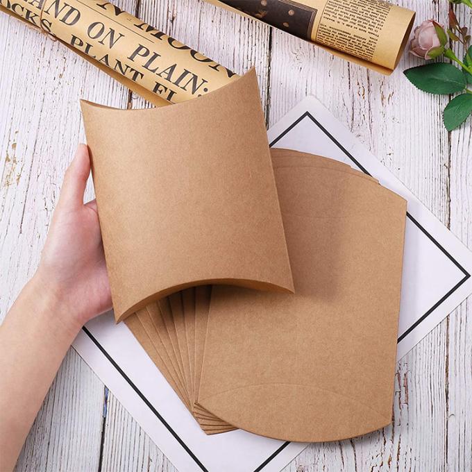 لوگو سفارشی سنگینی Kraft بالش شکل جعبه کاغذ شیرینی برای حل ذخیره شیرینی 10